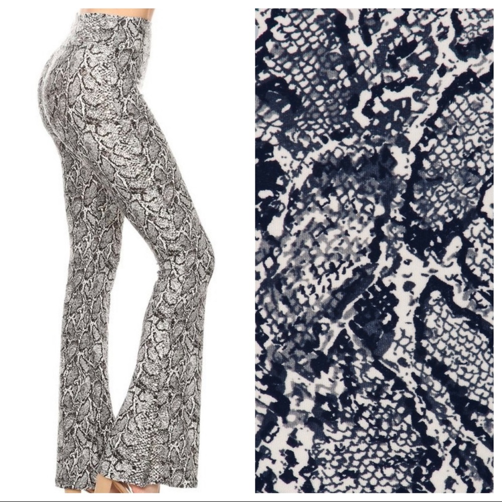 Snakeskin Print Palazzo Flare Pants
